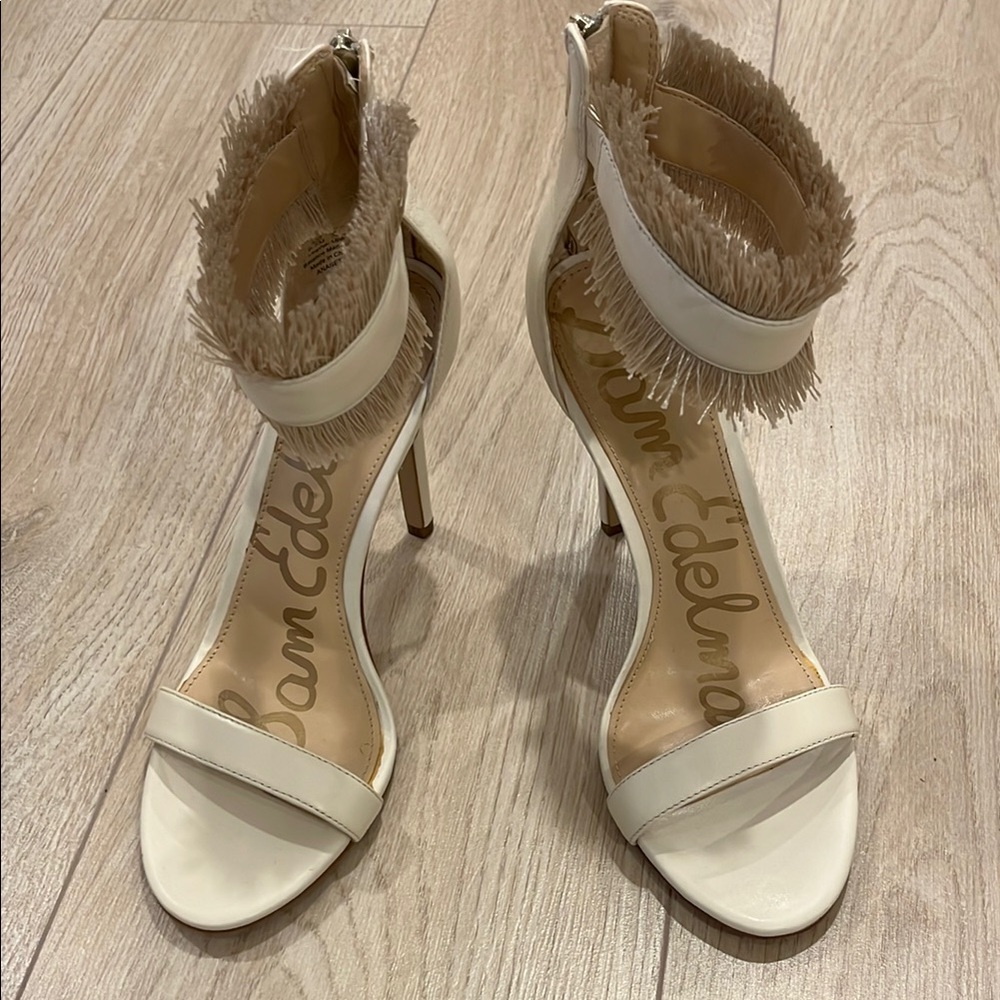 Sam Edelman Ivory Fringe Heels